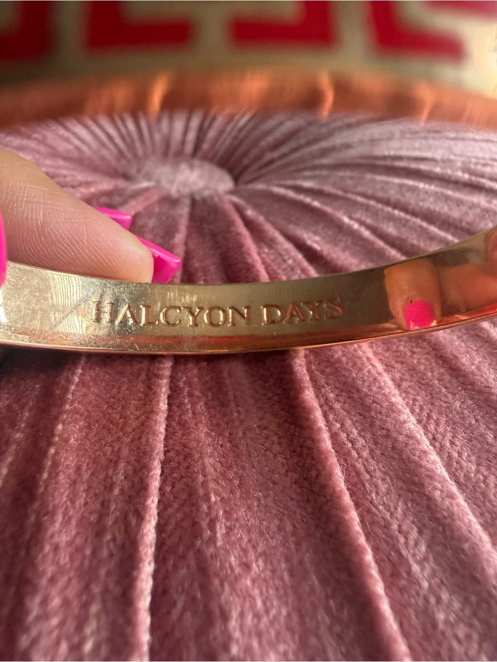 Red and Gold Halcyon Days Geometric Enamel Bangle